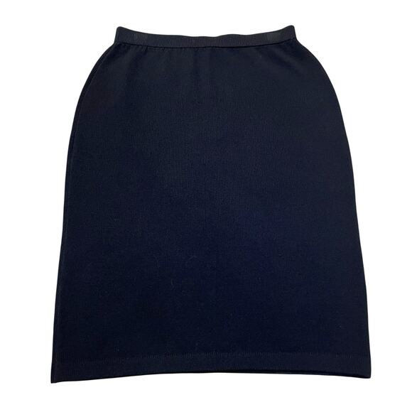 St John Santana Knit Midi Pencil Skirt 8 Black Pull On Straight Luxury Designer - Picture 1 of 8